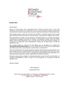 Award letter from WEF Peru